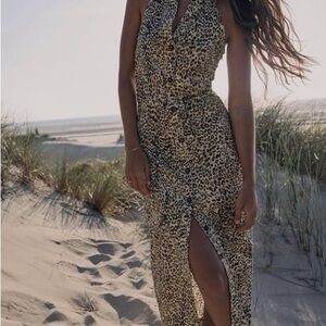 Zara Leopard Print Maxi Dress in Tan and Black